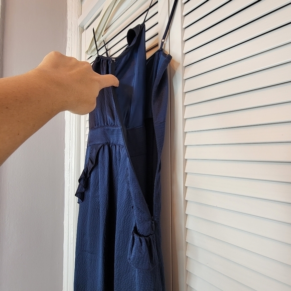 MARC BY MARC JACOBS Pollyanna Silk Dress Navy Blue Sz 4 Ruffle‎ A Line Y2K Party - Picture 5 of 16